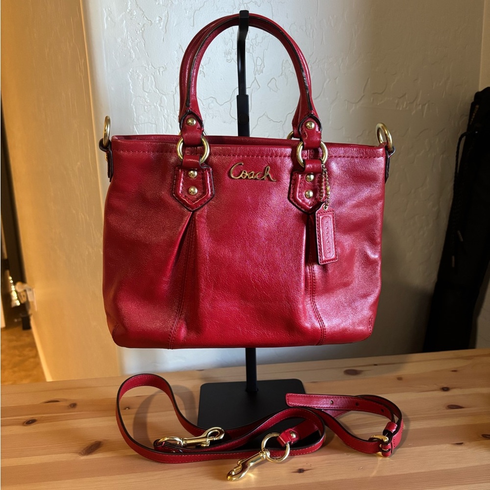 Coach Ashley Small Red Leather Satchel